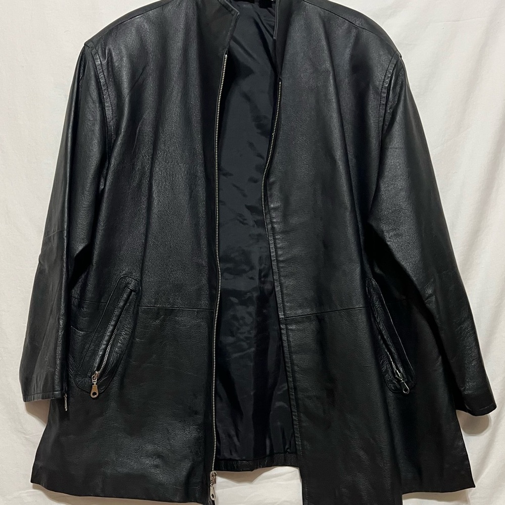 Vintage Newport News Genuine Leather Jacket Black With Zipper Closure Size XL - Picture 2 of 10